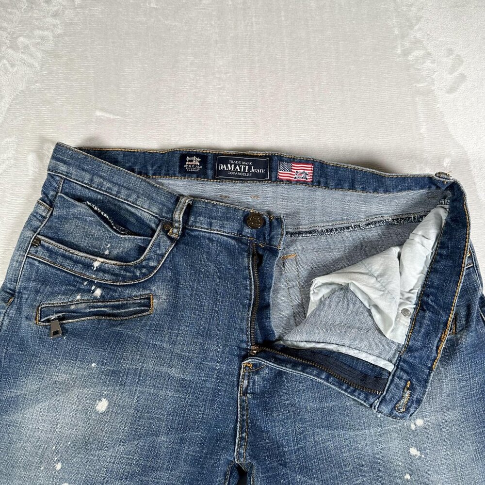 Damati Jeans Men Size W36 L29 Distressed Paint Cotton Blend Moto Biker EUC - Picture 6 of 12